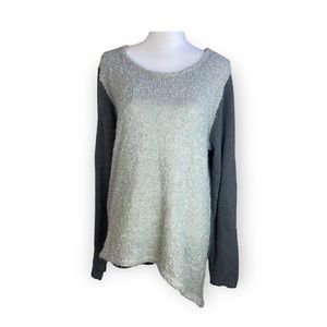 Sundance Catalog Grey Asymmetrical Hem Cotton Mohair Blend Sweater XL